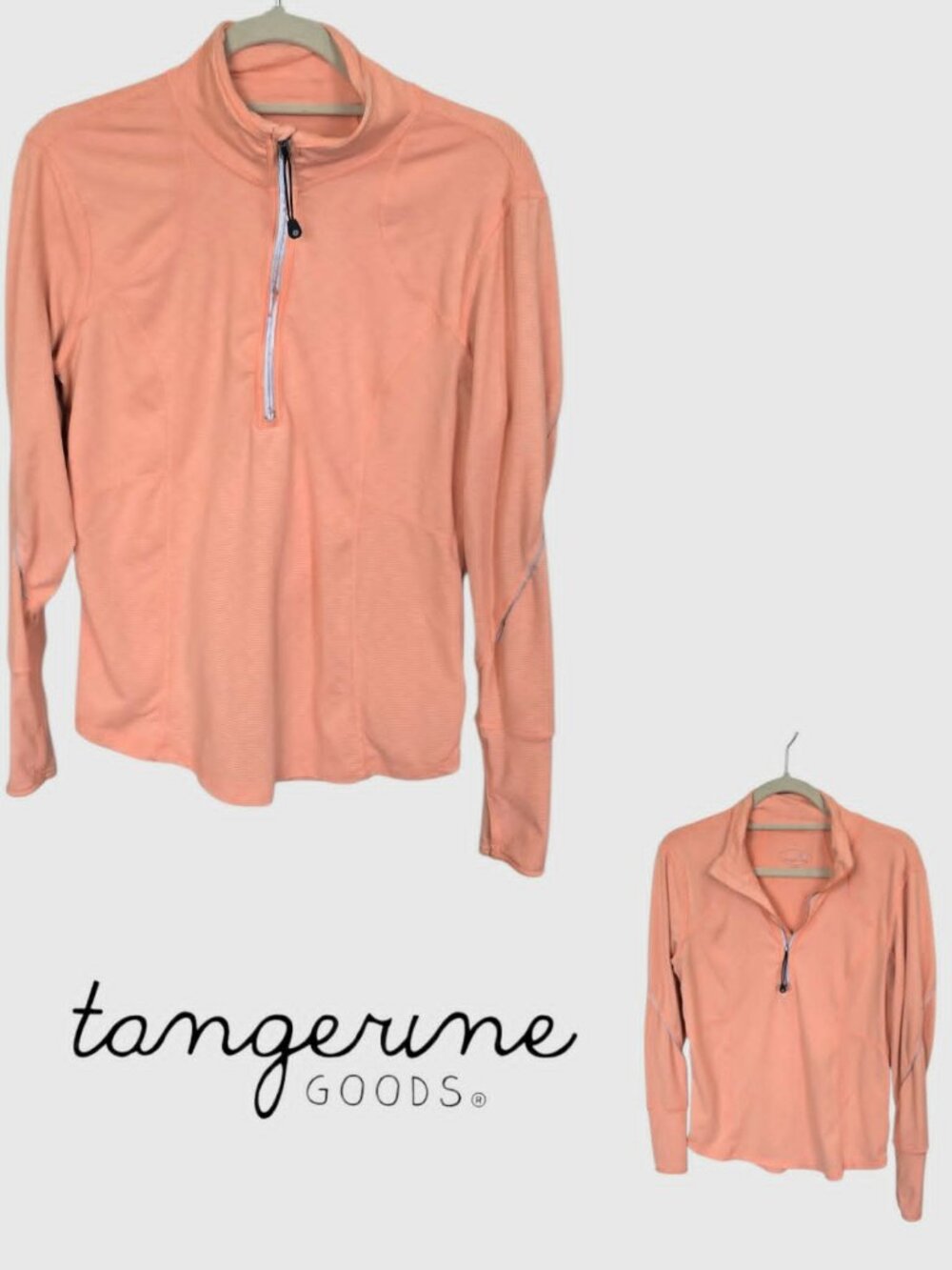 Tangerine Longsleeve Activewear Half Zip Pullover Striped  Training Top Womens M